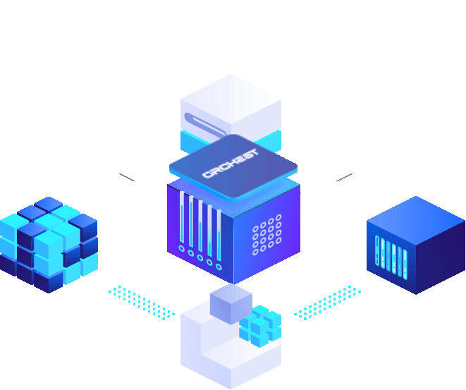 A purple box representing the customer portal is surrounded by four other colored box shapes